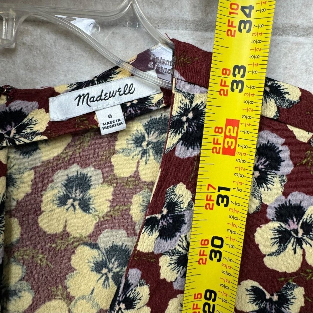 Madewell Floral Wrap Dress Short Sleeve Red Multicolor Size 0 - Picture 11 of 14